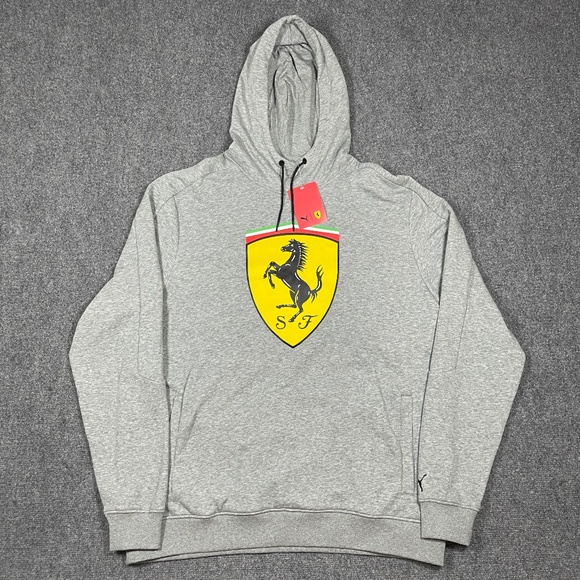 NWT Puma x Scuderia Ferrari F1 Hoodie Mens 2XL Pullover Hoodie Gray 0881 - Picture 1 of 10
